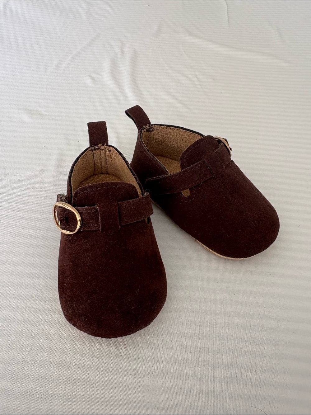 Classic Brown Suede Baby Mary Jane Shoes